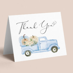 Pompoenblauw Truck Baby Boy Shower Bedankkaart