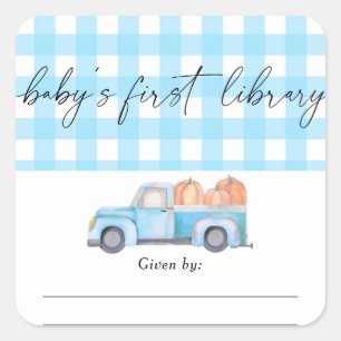 Pompoenblauwe vrachtwagen - Baby's eerste biblioth Vierkante Sticker