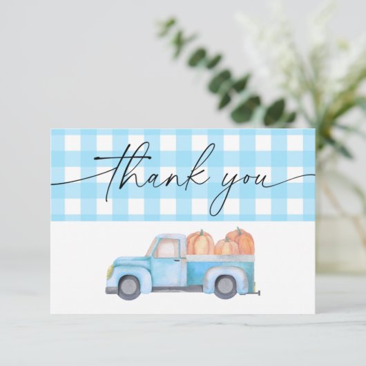 Pompoenblauwe vrachtwagen bedankt (Staand voorkant)