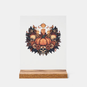 Pompoenbloei � Herfst Kaarslicht en Bloemige Harm Acryl Bord
