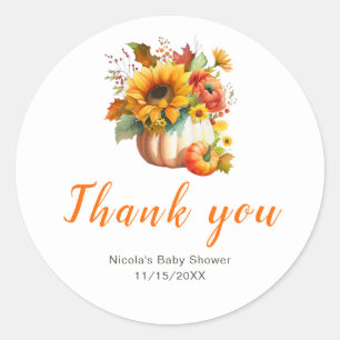 Pompoenbloem boeket Baby shower Ronde Sticker