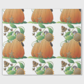 Pompoenbloemen en bijen cadeaupapier (Vlak)