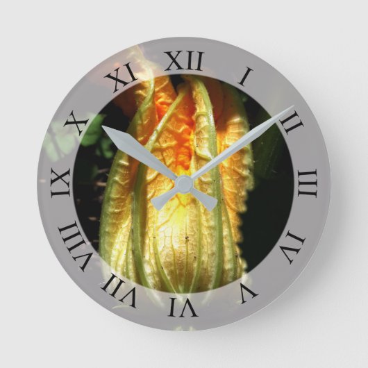 Pompoenbloesem wandklok ronde klok (Voorkant)