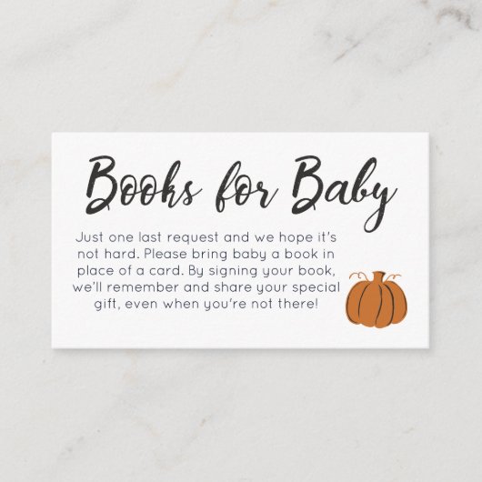 Pompoenboeken voor Baby-afsluitkaart Informatiekaartje (Voorkant)