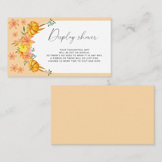 Pompoenboog - Display douche Informatiekaartje (Voorkant / Achterkant)