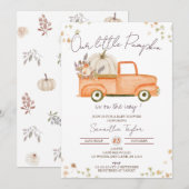 Pompoendouche, Oranje vrachtwagen, Herfst Baby sho Kaart (Voorkant / Achterkant)