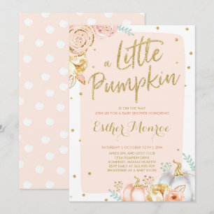 Pompoenen Baby shower Uitnodiging Blush Pink and G