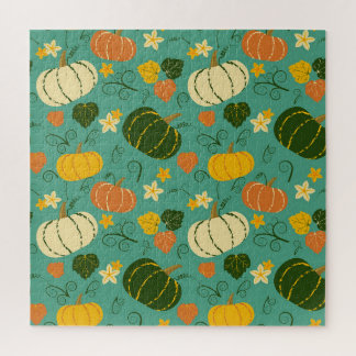 Pompoenen, bladeren: herfst groente patroon legpuzzel