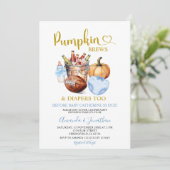 Pompoenen Brouwen Luiers Blauwe Herfst Boy Geslach Kaart (Staand voorkant)