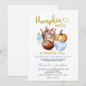 Pompoenen Brouwen Luiers Blauwe Herfst Boy Geslach Kaart (Voorkant / Achterkant)