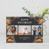 Pompoenen Buffalo Plaid Foto Halloween Kaarten (Staand voorkant)