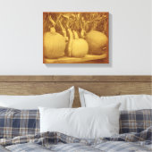 Pompoenen Cornstalks Herfst Canvas Afdruk (Insitu (Slaapkamer))