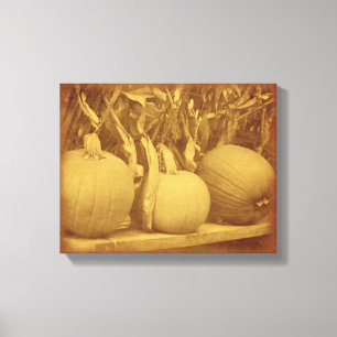 Pompoenen Cornstalks Herfst Canvas Afdruk