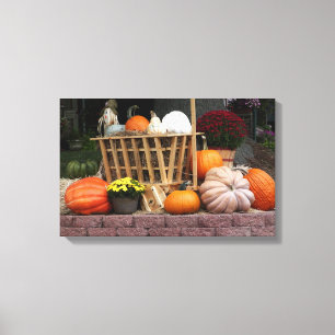 Pompoenen en Afbeelding in de herfst Canvas Afdruk
