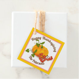 Pompoenen en bessen gele herfst Happy Thanksgiving Bedankjes Labels
