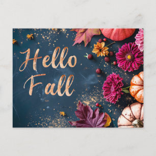 Pompoenen en Bloemen Herfstgroet Ansichtkaart Briefkaart