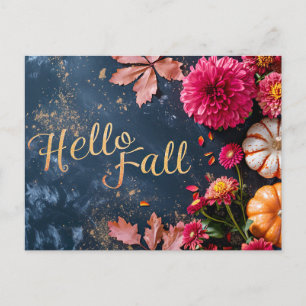 Pompoenen en Bloemen Herfstgroet Ansichtkaart Briefkaart
