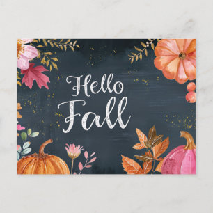Pompoenen en Bloemen Herfstgroet Ansichtkaart Briefkaart