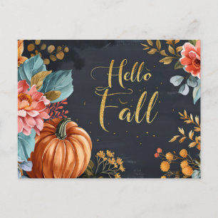Pompoenen en Bloemen Herfstgroet Ansichtkaart Briefkaart