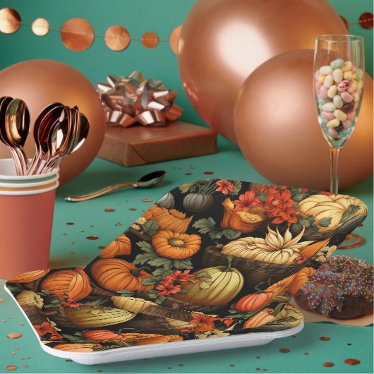 Pompoenen en meer, Herfst, Papieren Bordje (Multi)