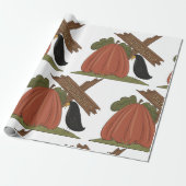 Pompoenen en merel cadeaupapier (Uitgerold)