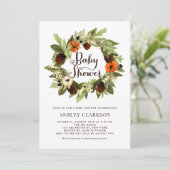 Pompoenen en Pinecones Krans Herfst Baby shower Kaart (Staand voorkant)