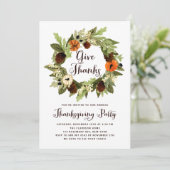 Pompoenen en Pinecones Wreater Thanksgiving Dinner Kaart (Staand voorkant)