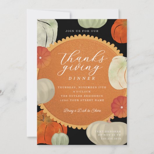 Pompoenen en Pompoen Pie Thanksgiving Diner Kaart (Voorkant)