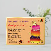 Pompoenen en pompoenen gradiënt, goud, Thanksgivin Folie Uitnodiging (Staand Voorkant)