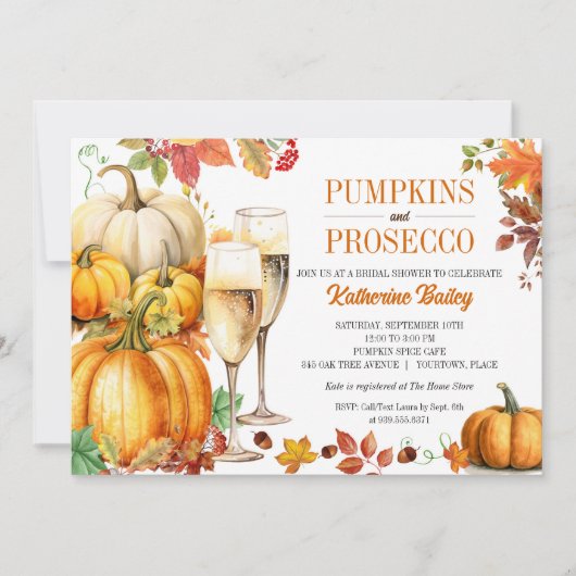 Pompoenen en Prosecco bruids trouwdouche Kaart (Voorkant)