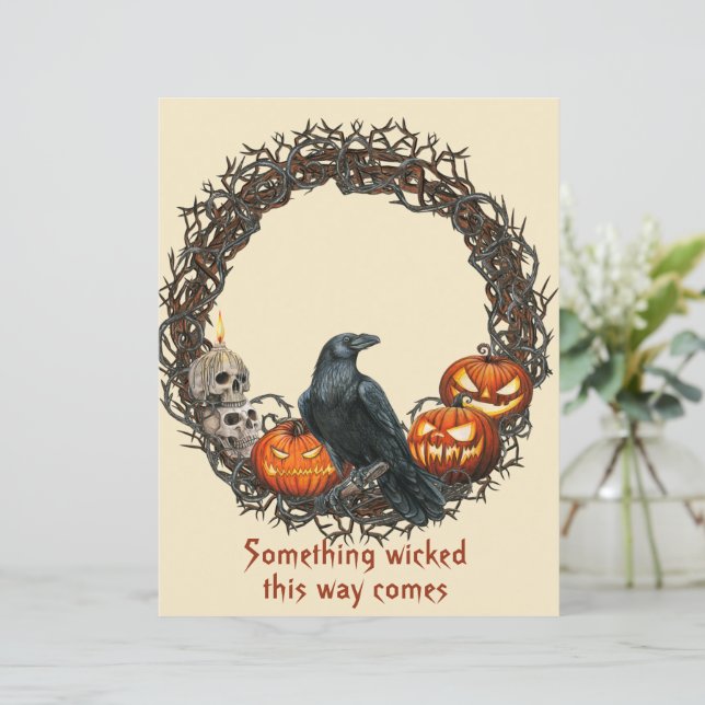 Pompoenen en Raven Wreath Halloween Scrapbook (Staand voorkant)