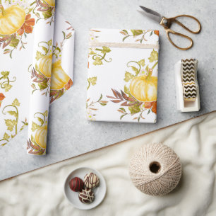Pompoenen en valbladeren Verzegelde Herfst Cadeaupapier