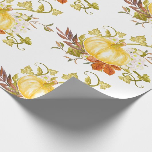 Pompoenen en valbladeren Verzegelde Herfst Cadeaupapier (Hoek)