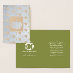 Pompoenen en vallend bladeren Thanksgiving Luxury Folie Kaarten