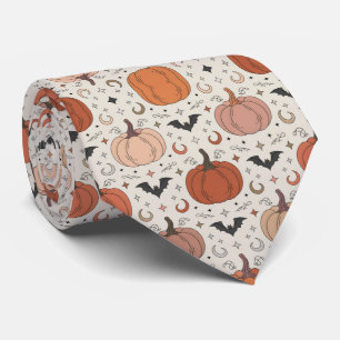 Pompoenen en Vleermuizen Halloween Patroon Stropdas