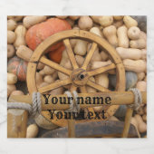 Pompoenen en wieltjes van de landelijke houten kar bier etiket (Enkel label)