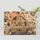 Pompoenen en wieltjes van de landelijke houten kar kaart (Staand voorkant)