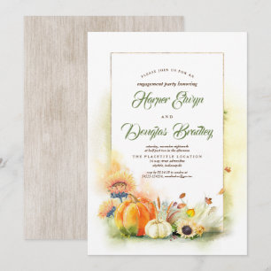Pompoenen en Zonnebloemen Herfst Verlovingsfeest Kaart