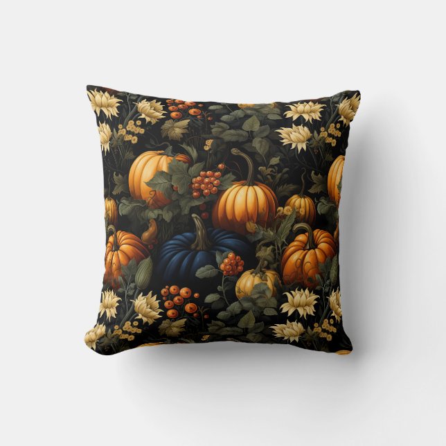 Pompoenen Floral Art Sierkussen (Voorkant)