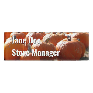Pompoenen Foto voor Herfst, Halloween of Thanksgiv Naambadge