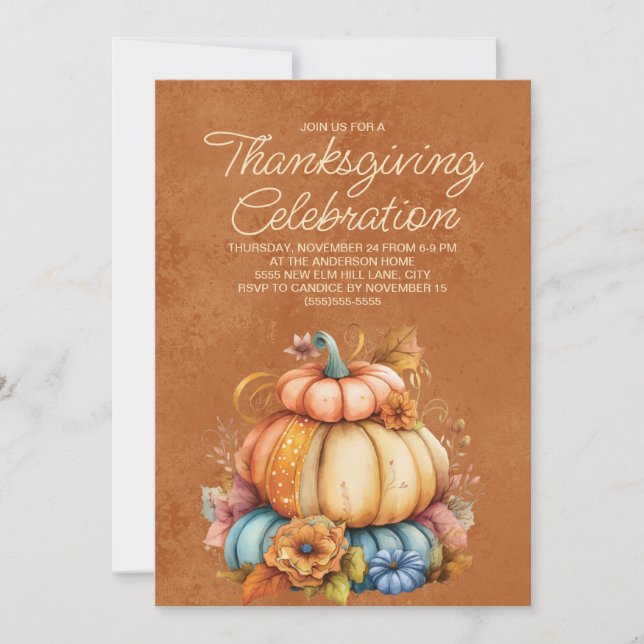 Pompoenen Gezellige Rustieke Boho Thanksgiving (Voorkant)