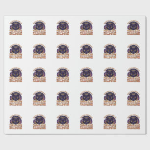 Pompoenen Glanzen Halloween Zwarte Kat Vallende Bl Cadeaupapier