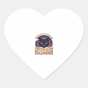 Pompoenen Glanzen Halloween Zwarte Kat Vallende Bl Hart Sticker