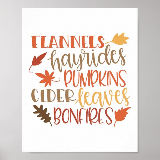Pompoenen, Hayrides, Flannels Typografie Poster (Voorkant)