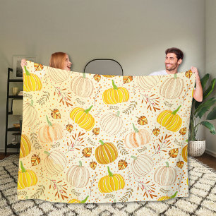 Pompoenen Herfst Oogst Patroon Fleece Deken