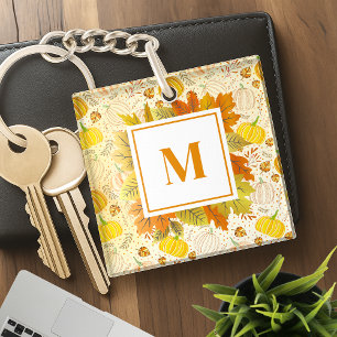 Pompoenen Herfst Oogst Patroon Sleutelhanger