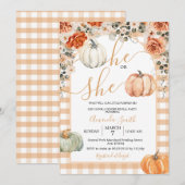 Pompoenen Hij of zij Bloemen Herfst Gender Reveal  Kaart (Voorkant / Achterkant)