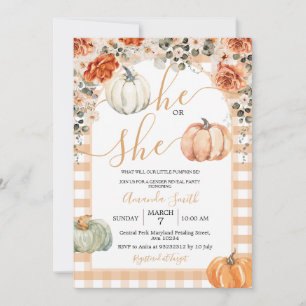 Pompoenen Hij of zij Bloemen Herfst Gender Reveal Kaart