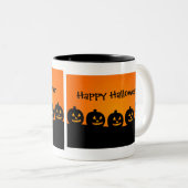 Pompoenen in een rij, Happy Halloween Mok (Voorkant rechts)