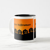 Pompoenen in een rij, Happy Halloween Mok (Voorkant links)
